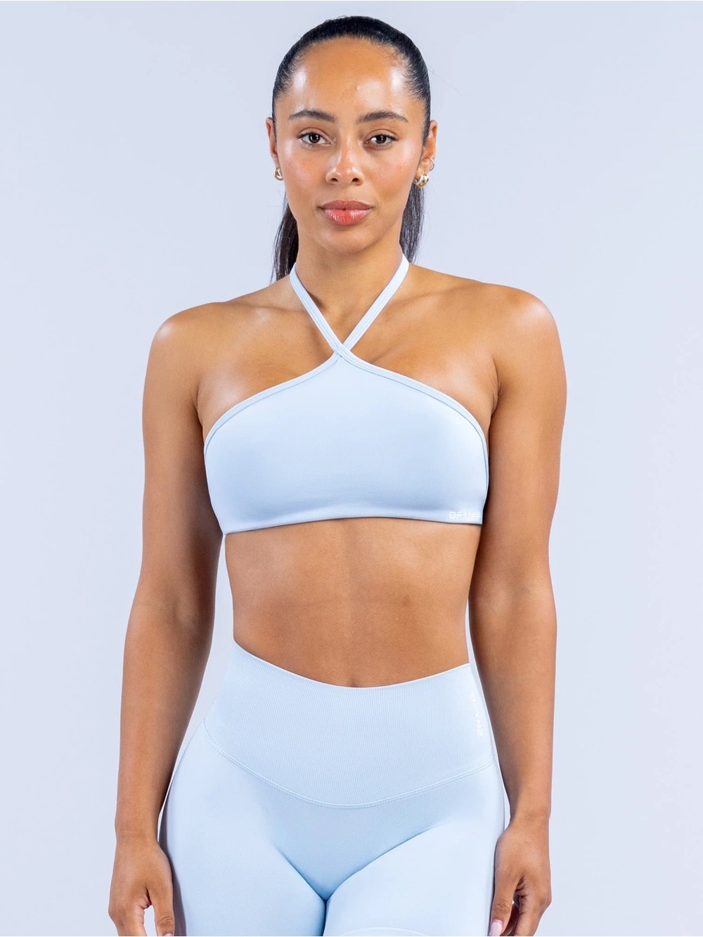 Dynamic high neck halter bra - POWDER BLUE